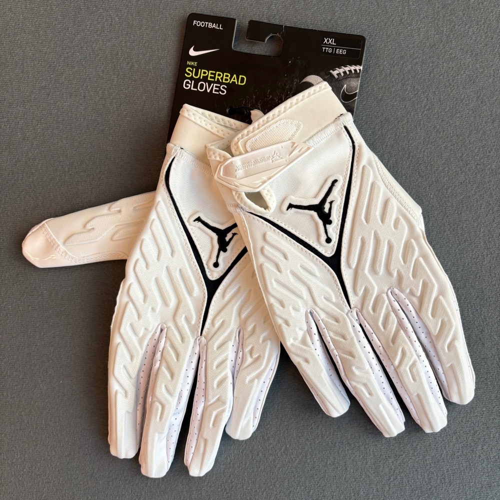 Nike Air Jordan Superbad 6.0 Football Gloves White Black DX4476-102 XXL
